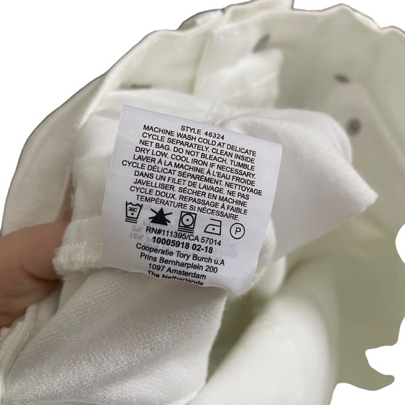 Tory Burch Keira White Eyelet Embroidered Cropped Jeans Size 25 - Picture 11 of 14